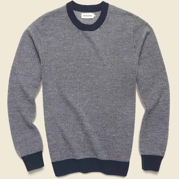 Taylor Stitch Wool Everett Sweater NAVY Birdseye Soft Rib Mens Sz 44 XL $178 - Picture 2 of 11